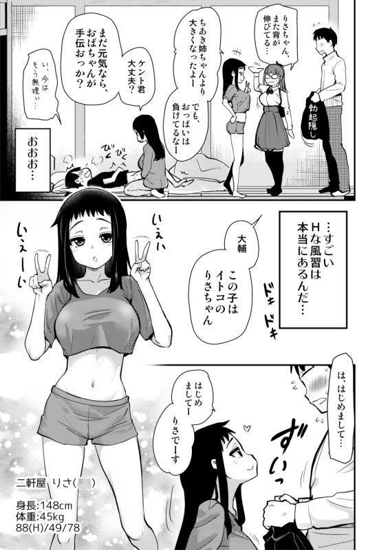 Hな風習がある義母の田舎で、初対面の従妹とHする話。 サンプル画像