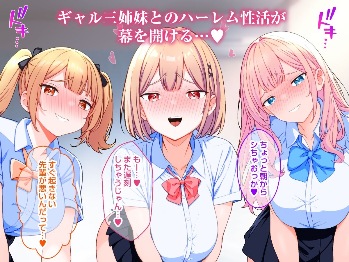 巨乳ギャル三姉妹と中出しハーレム性活する話。 サンプル画像