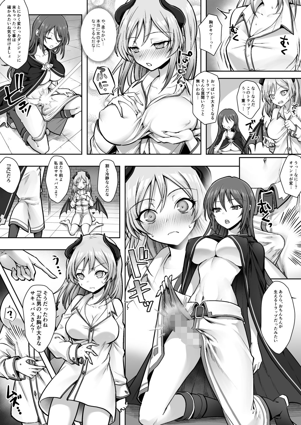 種族変更の罠で人間剣士♂が♀サキュバスに! サンプル画像